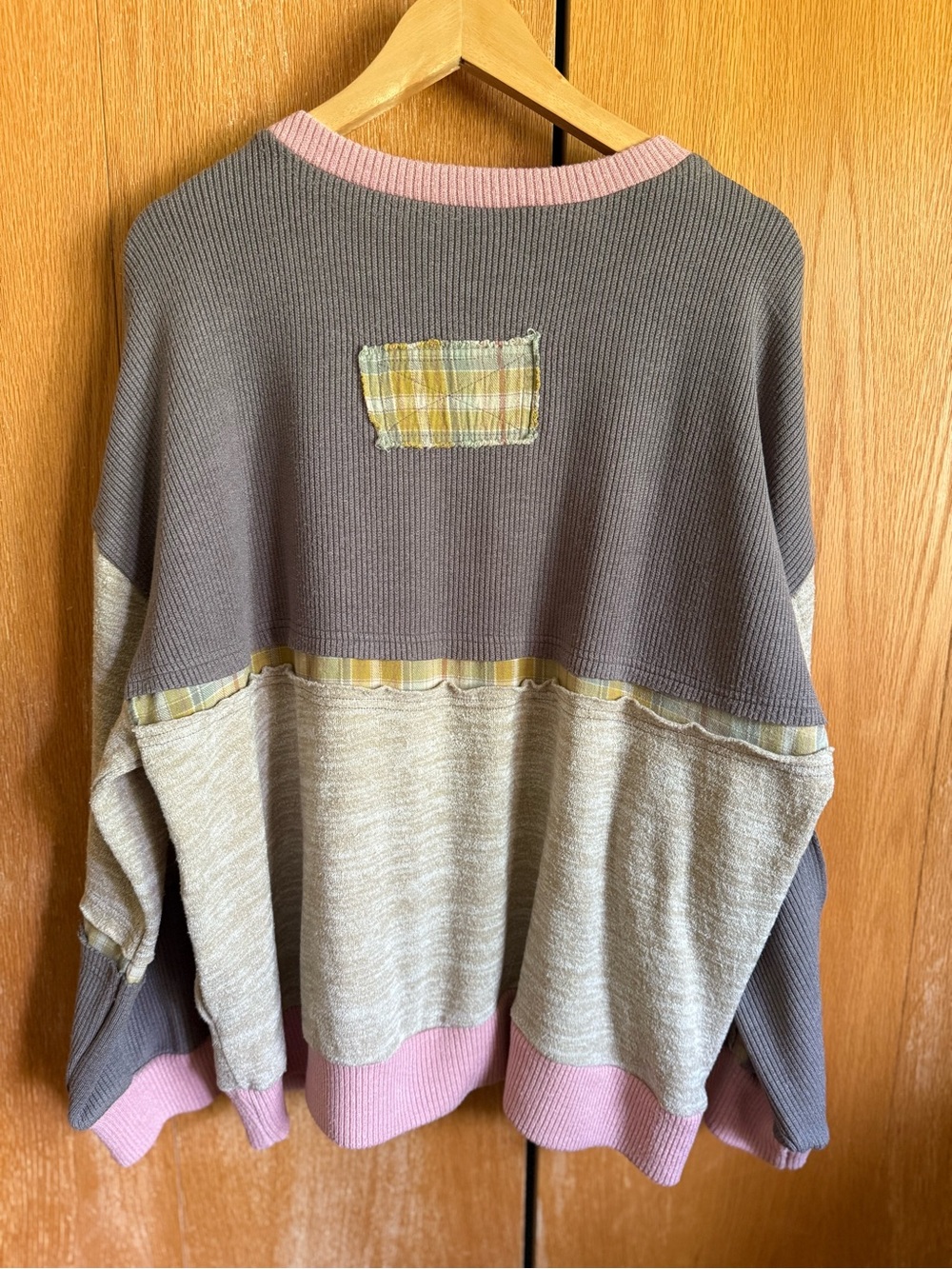 Oli & Hali Colorblock Pullover Sweater in Gray, Cream & Pink - Picture 2 of 3